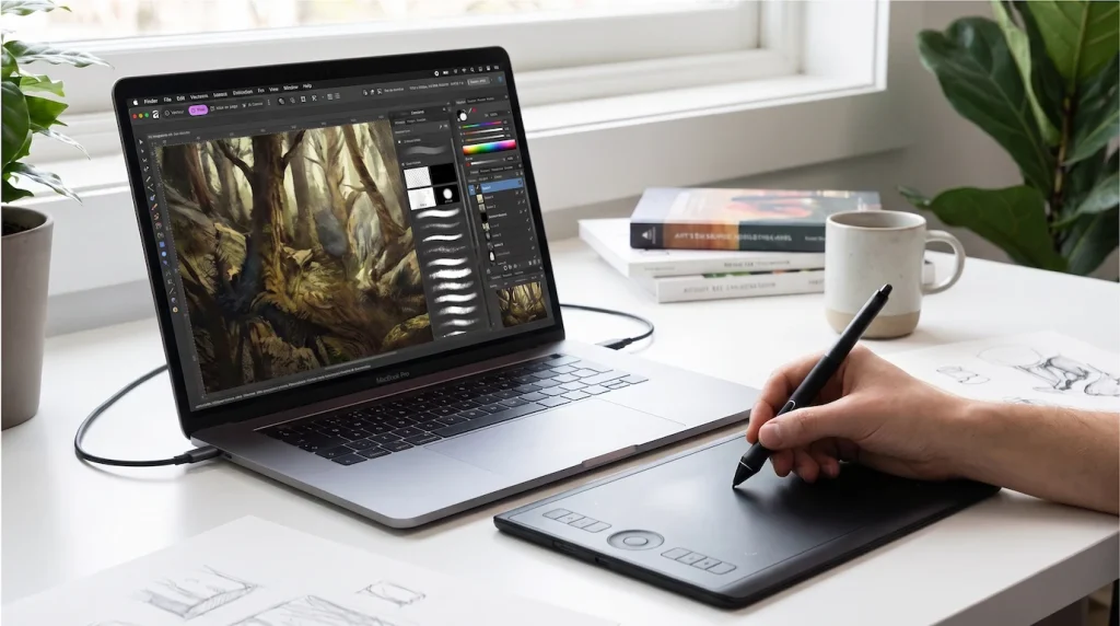Création d'une illustration réalisée dans Affinity Pixel — image générée par IA